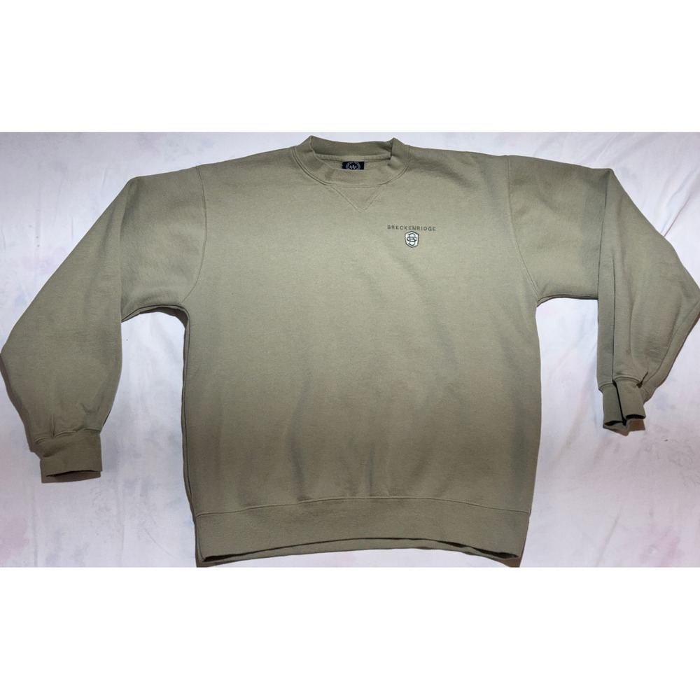 BAC Breckenridge Embroidered Crewneck Sweatshirt Mens Medium Sage Green V-Stitch